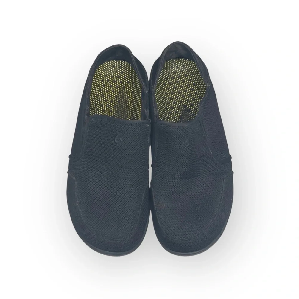 Rare: OluKai ʊ Nohea Mesh Drop In Heel Boat Shoes Sneakers ʊ  All Black ʊ 9